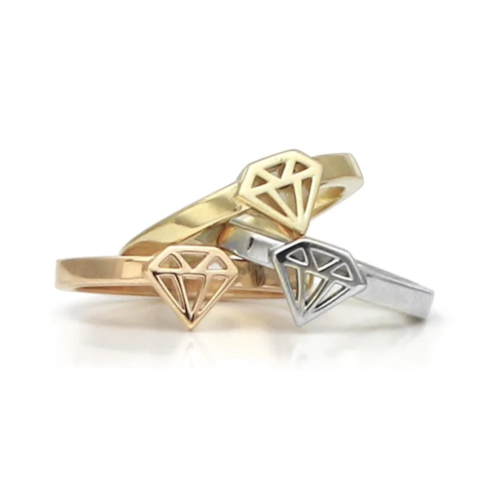 14K Gold Diamond Graphic Collection Signet Style Rings