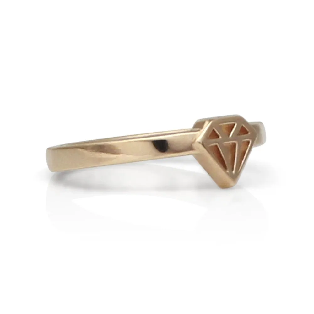 14K Gold Diamond Graphic Collection Signet Style Rings