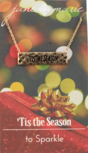 16" Gold "Tis the Season" Bar Necklace, 3" Ext.