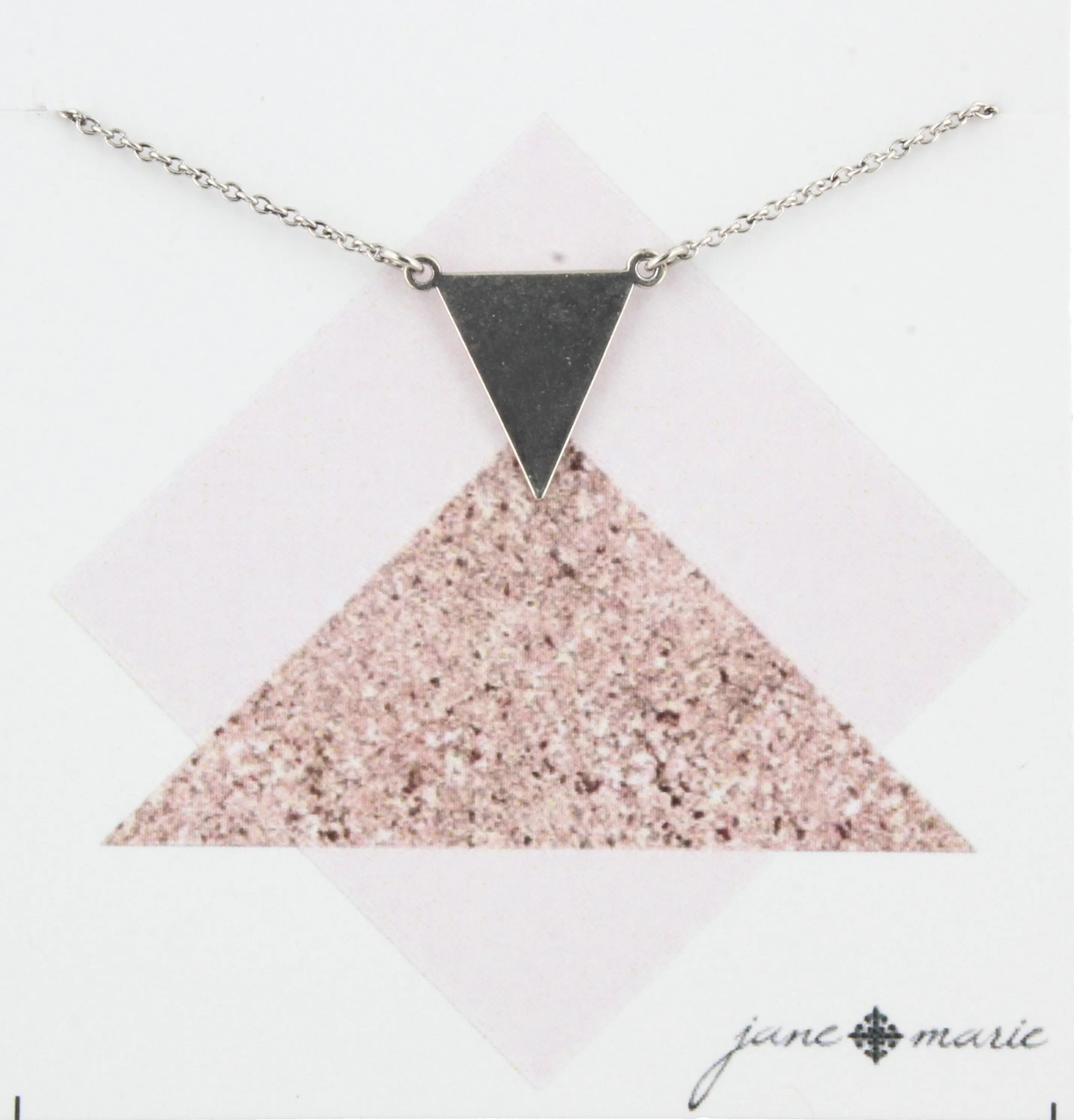 16" Silver Chain Necklace with Delicate Silver Triangle, 3" Ext.