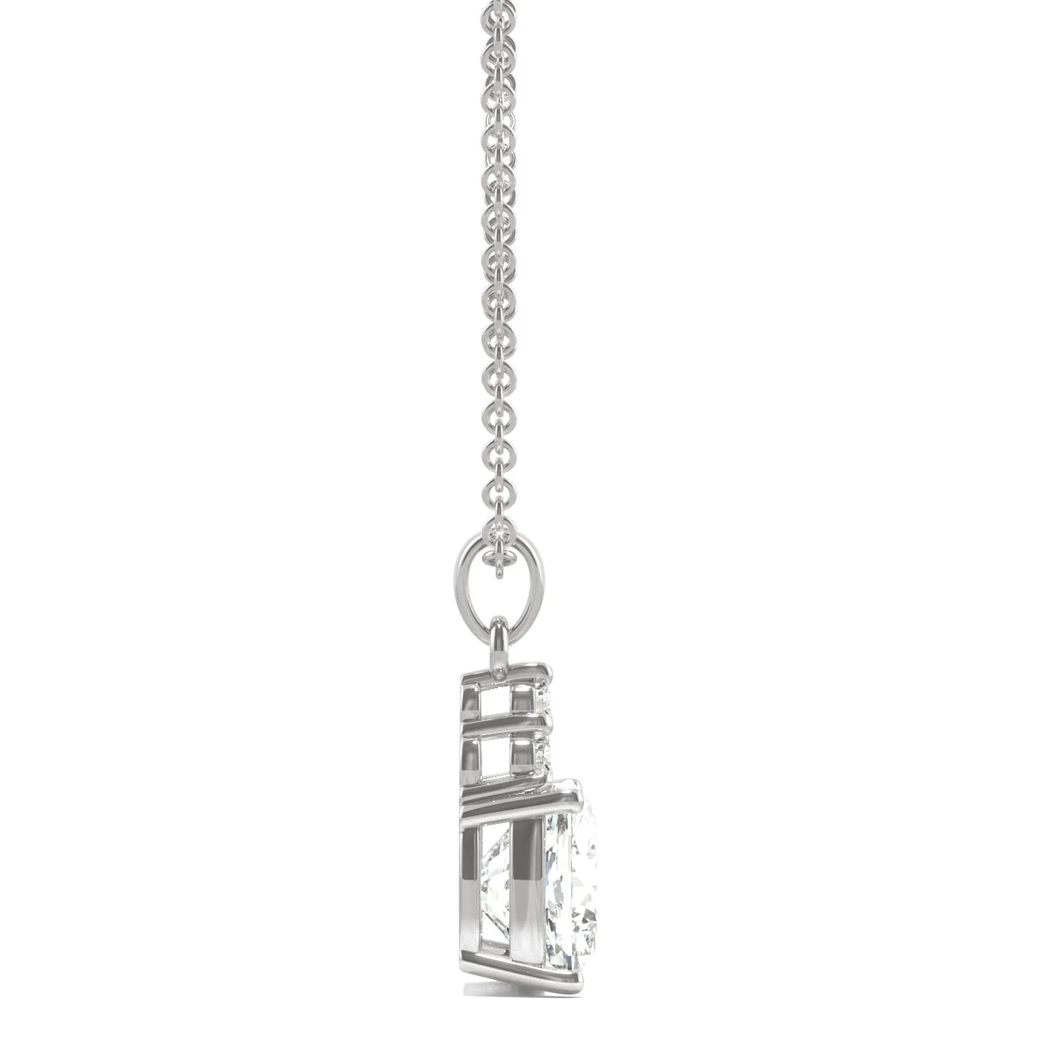 1.79 CTW DEW Cushion Moissanite Trio Cluster Pendant in 14K White Gold