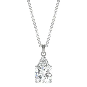 1.79 CTW DEW Cushion Moissanite Trio Cluster Pendant in 14K White Gold
