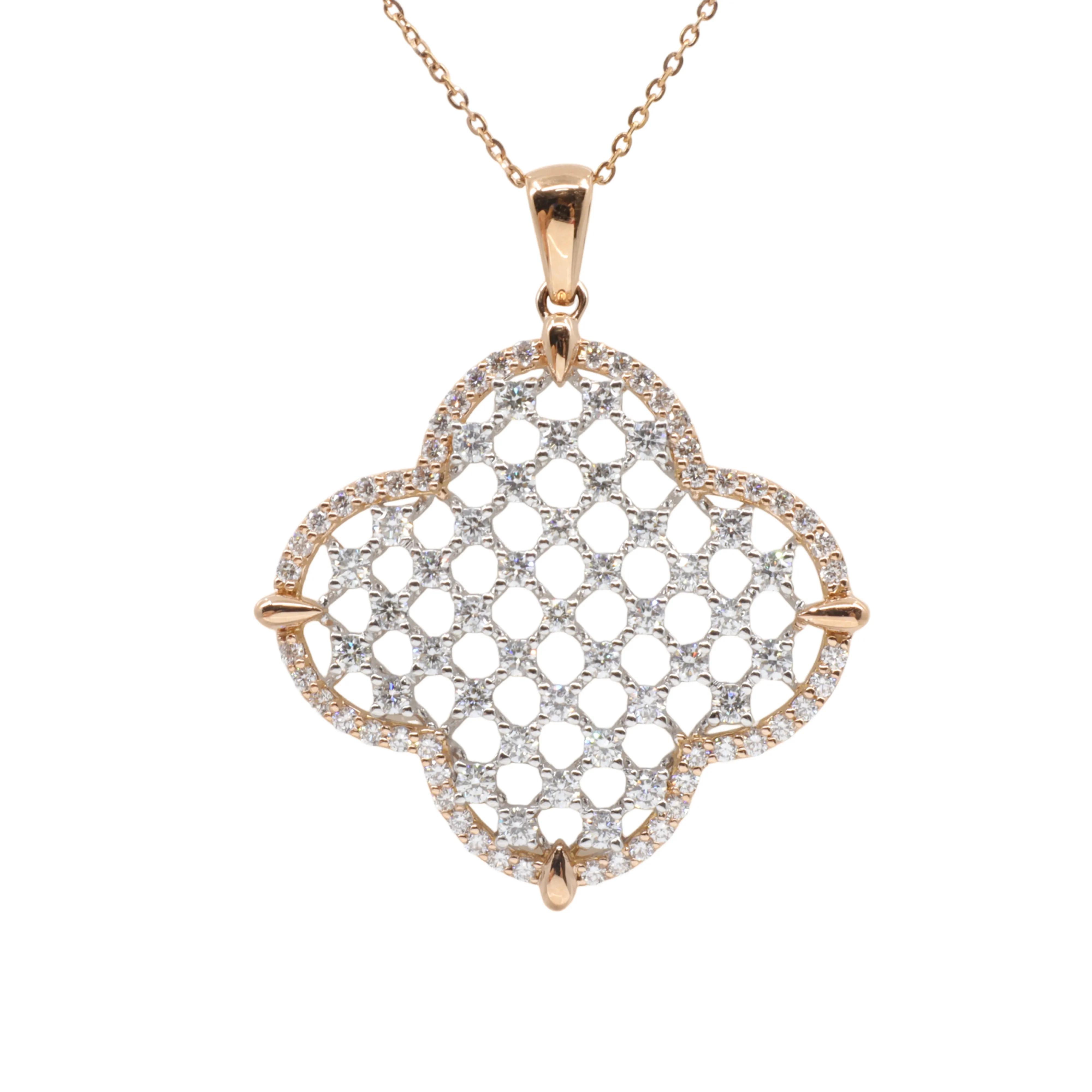 18K Rose Gold and White Gold Diamond Pendant - 20765989