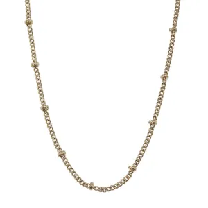 18" Gold Ball Station Necklace, 3" ext.