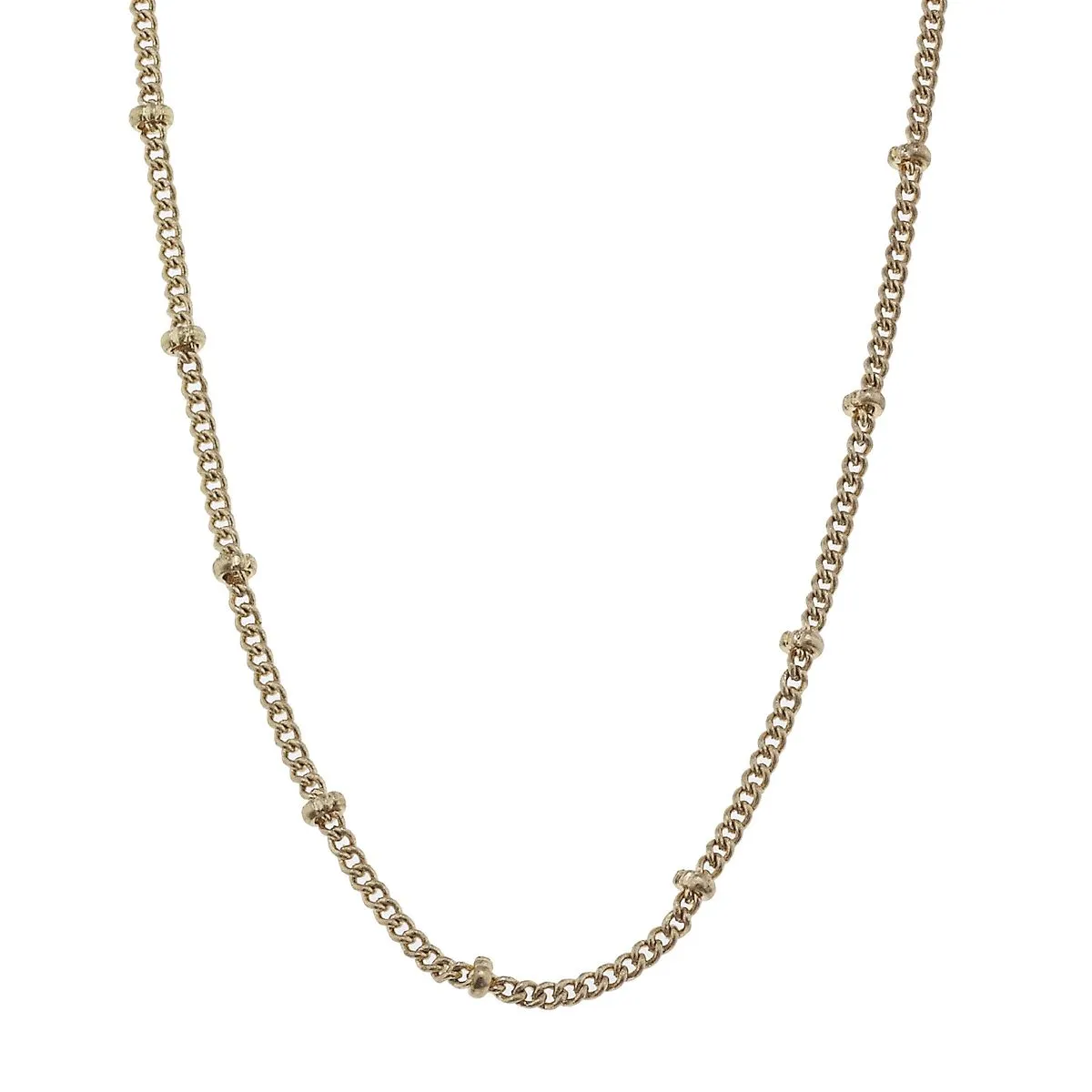 18" Gold Ball Station Necklace, 3" ext.