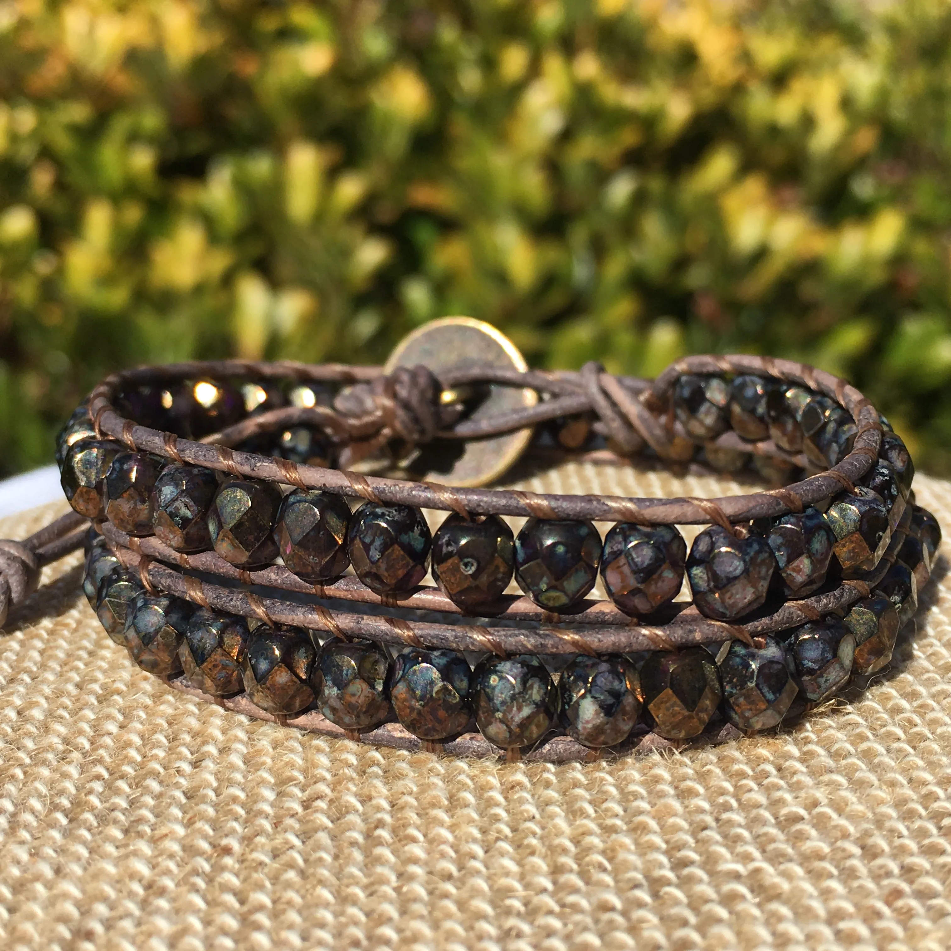 2-Wrap Bracelet - Bronzy Purple Picasso