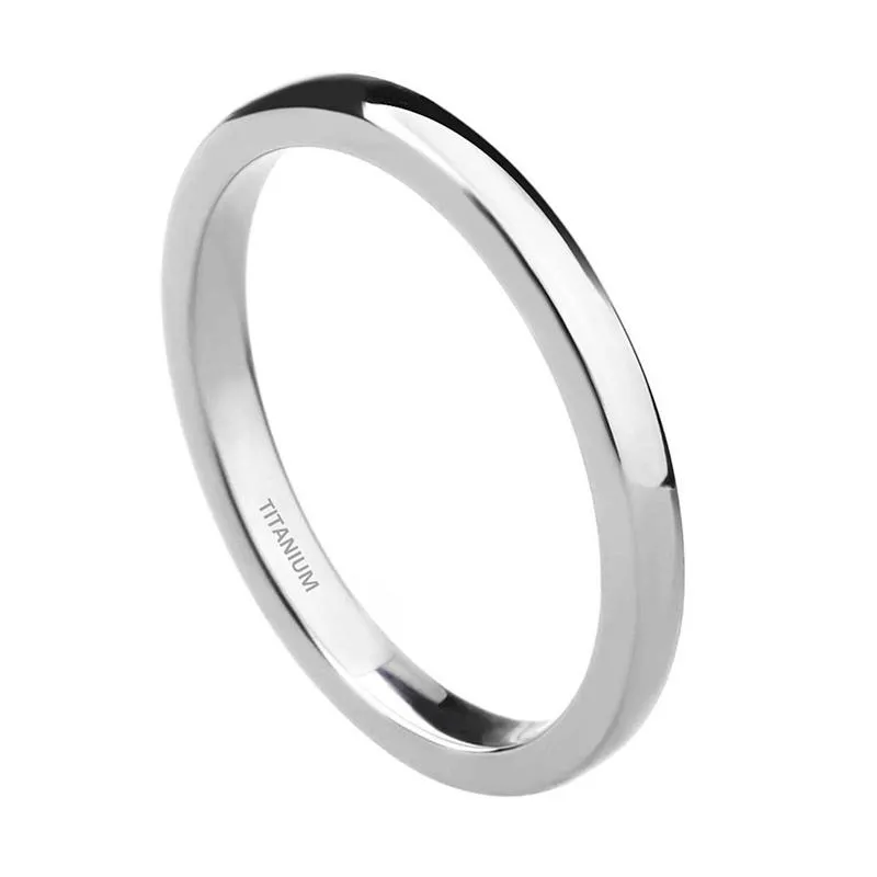 2mm Simple Smooth Thin Silver Titanium Womens Ring