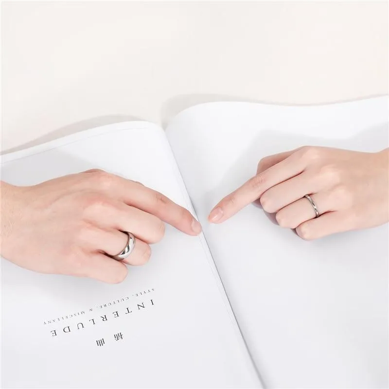 2mm Simple Smooth Thin Silver Titanium Womens Ring