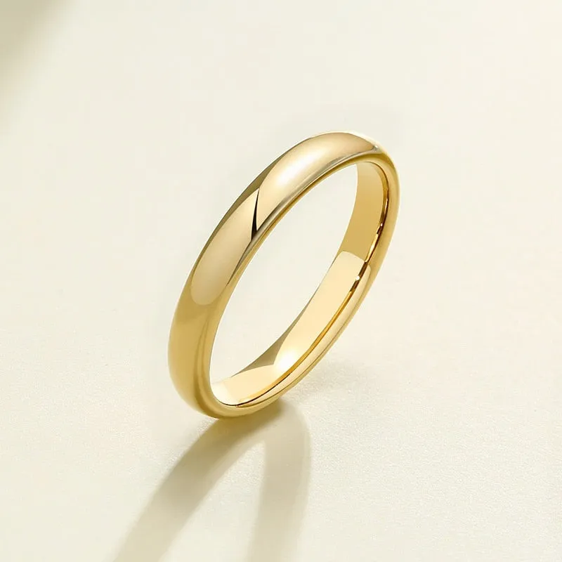 2mm to 6mm Classic Gold or Silver Smooth Polished Tungsten Unisex Ring