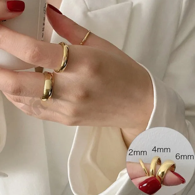 2mm to 6mm Classic Gold or Silver Smooth Polished Tungsten Unisex Ring