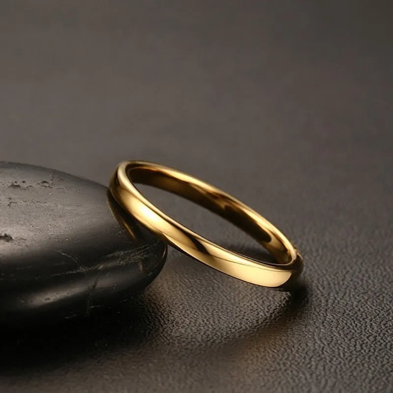 2mm to 6mm Classic Gold or Silver Smooth Polished Tungsten Unisex Ring