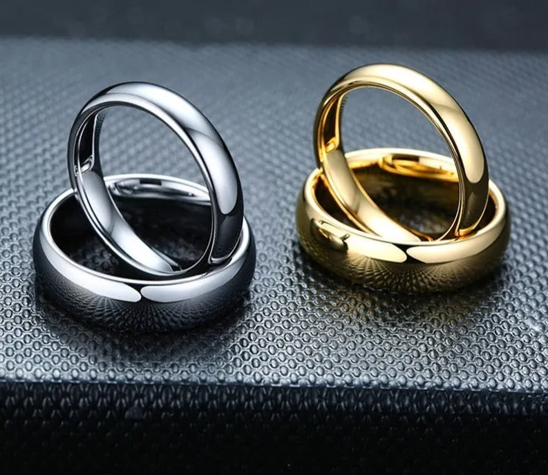 2mm to 6mm Classic Gold or Silver Smooth Polished Tungsten Unisex Ring