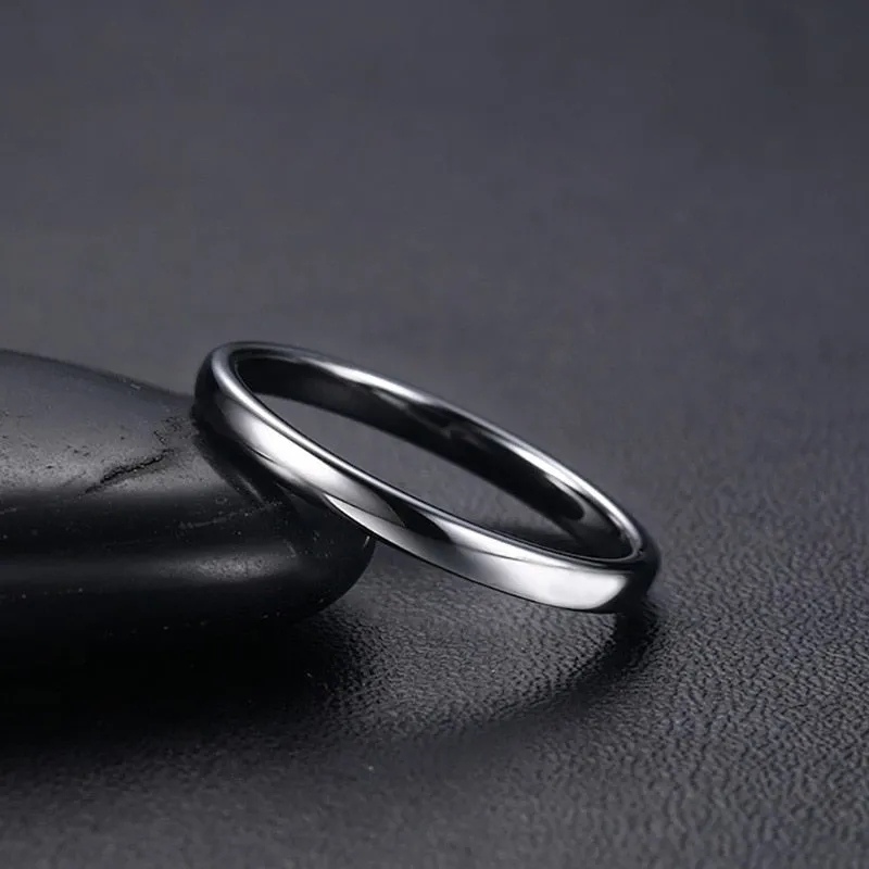 2mm to 6mm Classic Gold or Silver Smooth Polished Tungsten Unisex Ring