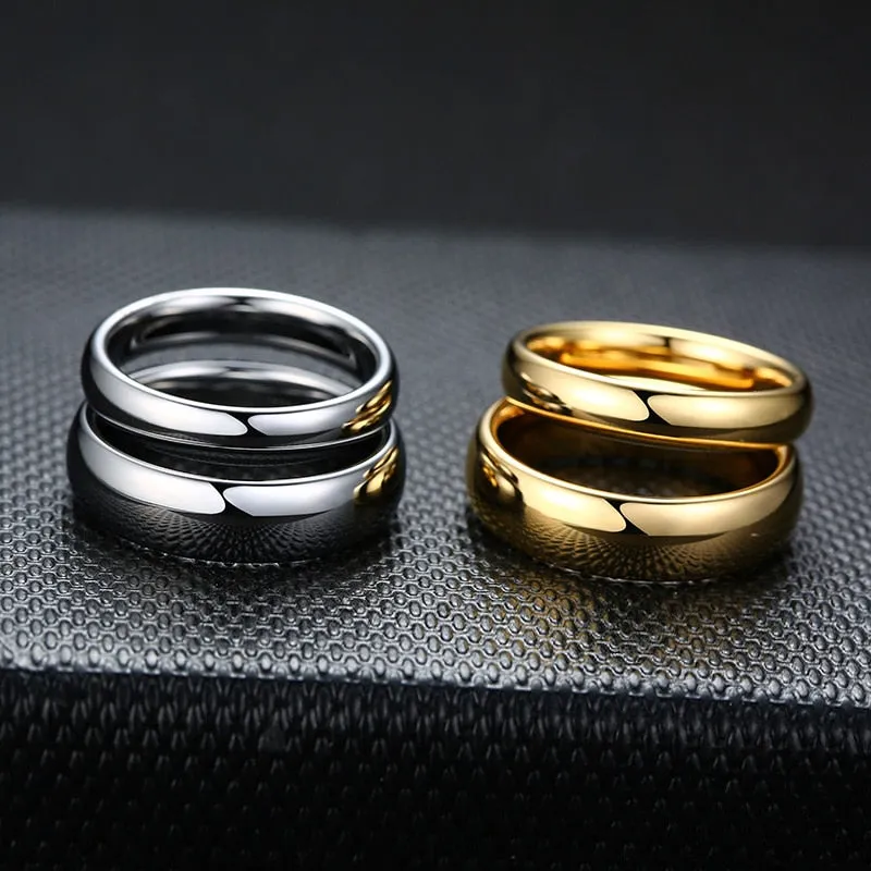 2mm to 6mm Classic Gold or Silver Smooth Polished Tungsten Unisex Ring
