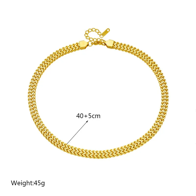 316L Stainless Steel Thickened Bold Link Chain Choker Necklace For Women