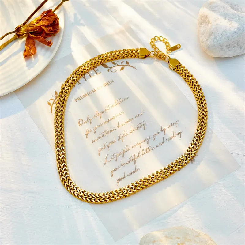 316L Stainless Steel Thickened Bold Link Chain Choker Necklace For Women