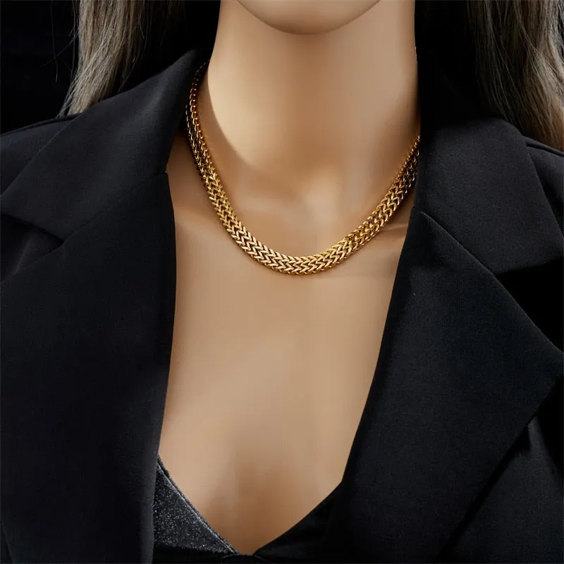 316L Stainless Steel Thickened Bold Link Chain Choker Necklace For Women