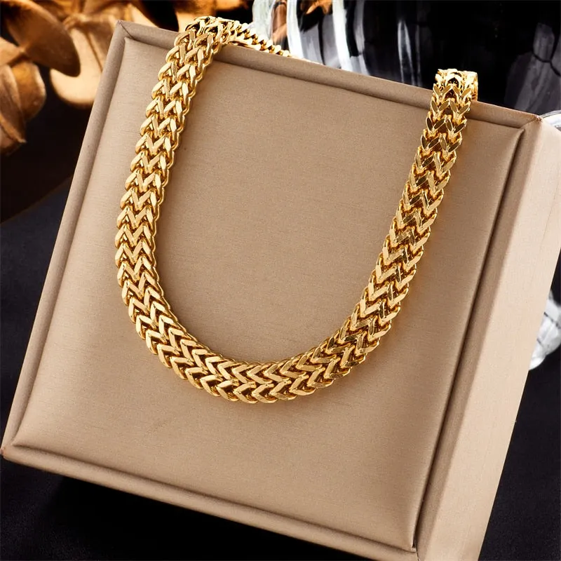 316L Stainless Steel Thickened Bold Link Chain Choker Necklace For Women
