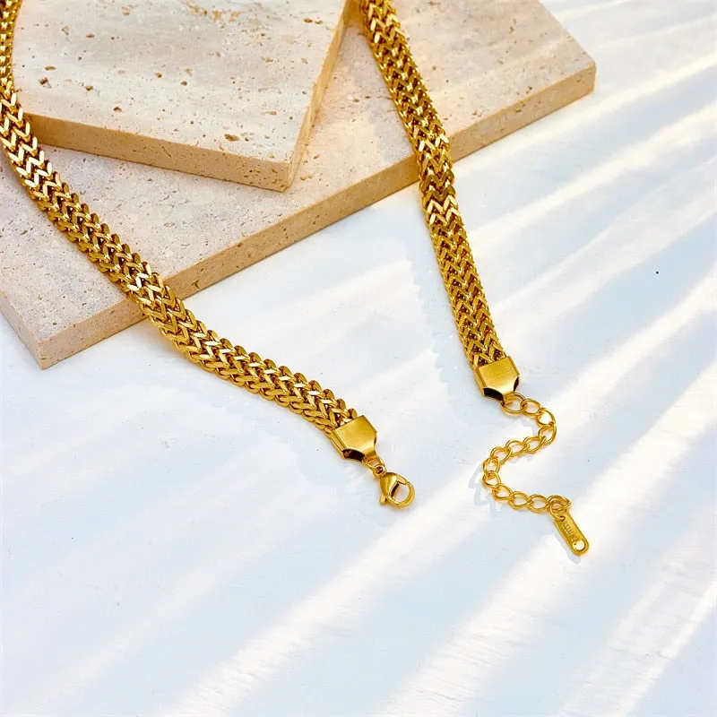 316L Stainless Steel Thickened Bold Link Chain Choker Necklace For Women
