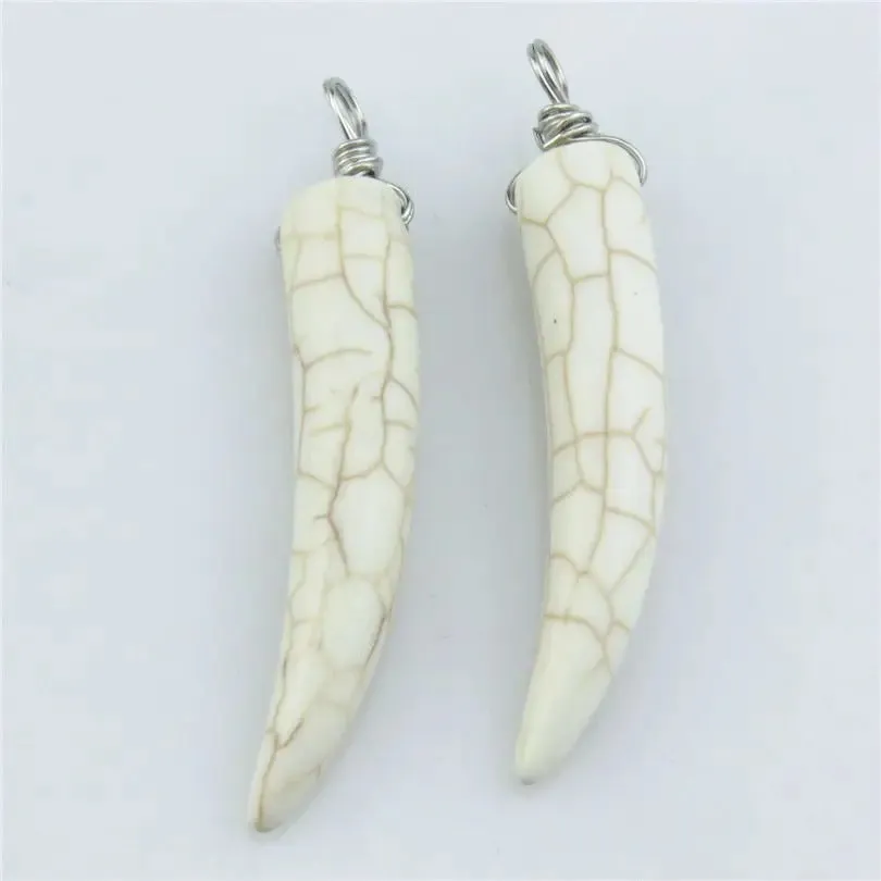 4Pcs/Lot Punk Wolf Tooth Elephant's Tusk Ivory Dangle Charms - Tribal Fang Amulet Pendant for Men Necklaces Jewelry
