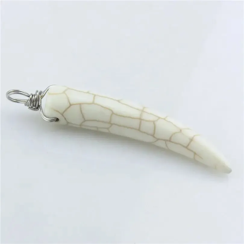 4Pcs/Lot Punk Wolf Tooth Elephant's Tusk Ivory Dangle Charms - Tribal Fang Amulet Pendant for Men Necklaces Jewelry