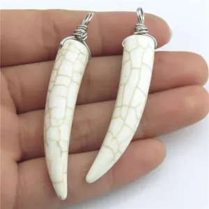 4Pcs/Lot Punk Wolf Tooth Elephant's Tusk Ivory Dangle Charms - Tribal Fang Amulet Pendant for Men Necklaces Jewelry