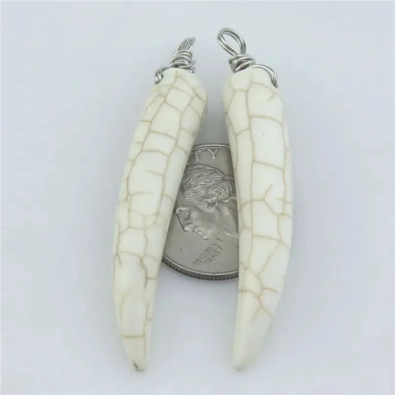 4Pcs/Lot Punk Wolf Tooth Elephant's Tusk Ivory Dangle Charms - Tribal Fang Amulet Pendant for Men Necklaces Jewelry
