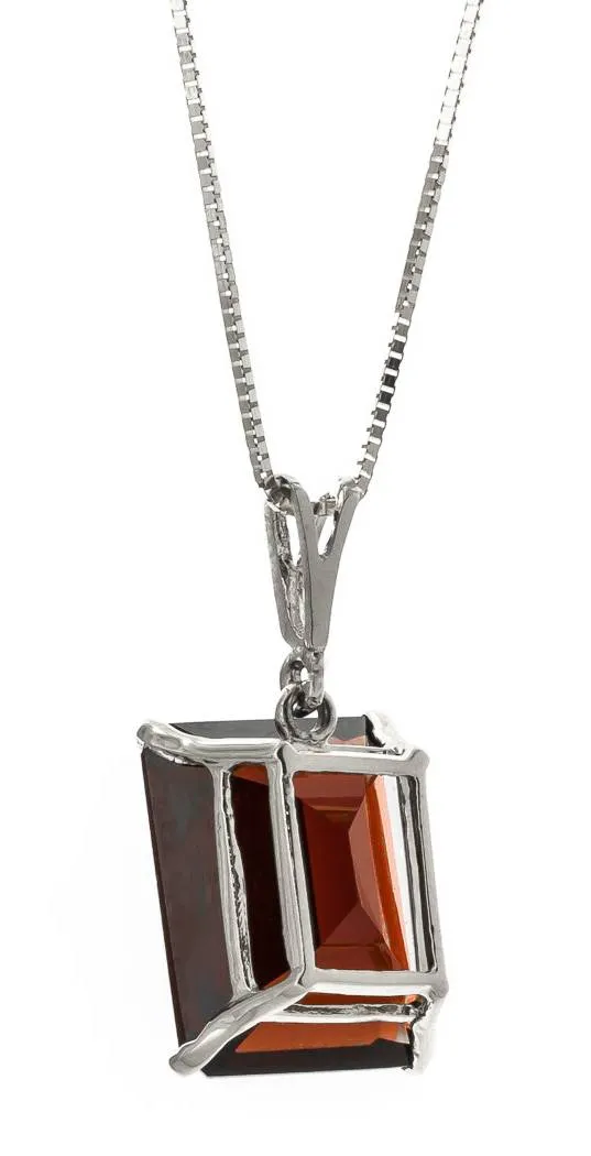7 Carat 14K Solid White Gold Necklace Octagon Garnet