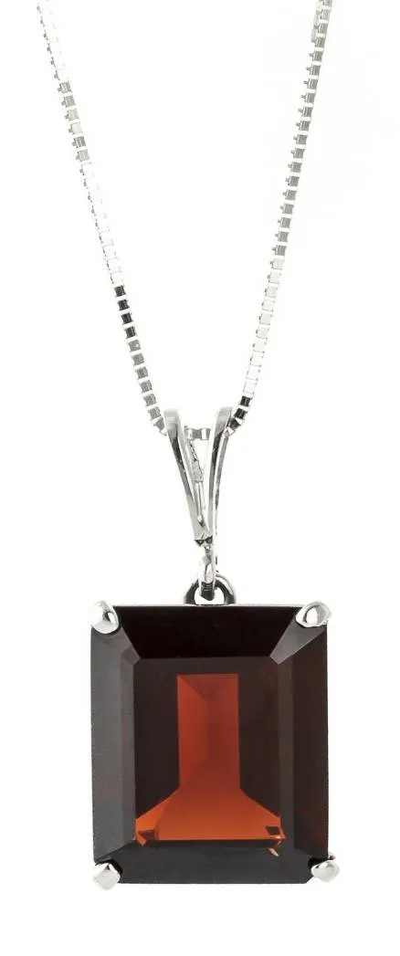 7 Carat 14K Solid White Gold Necklace Octagon Garnet