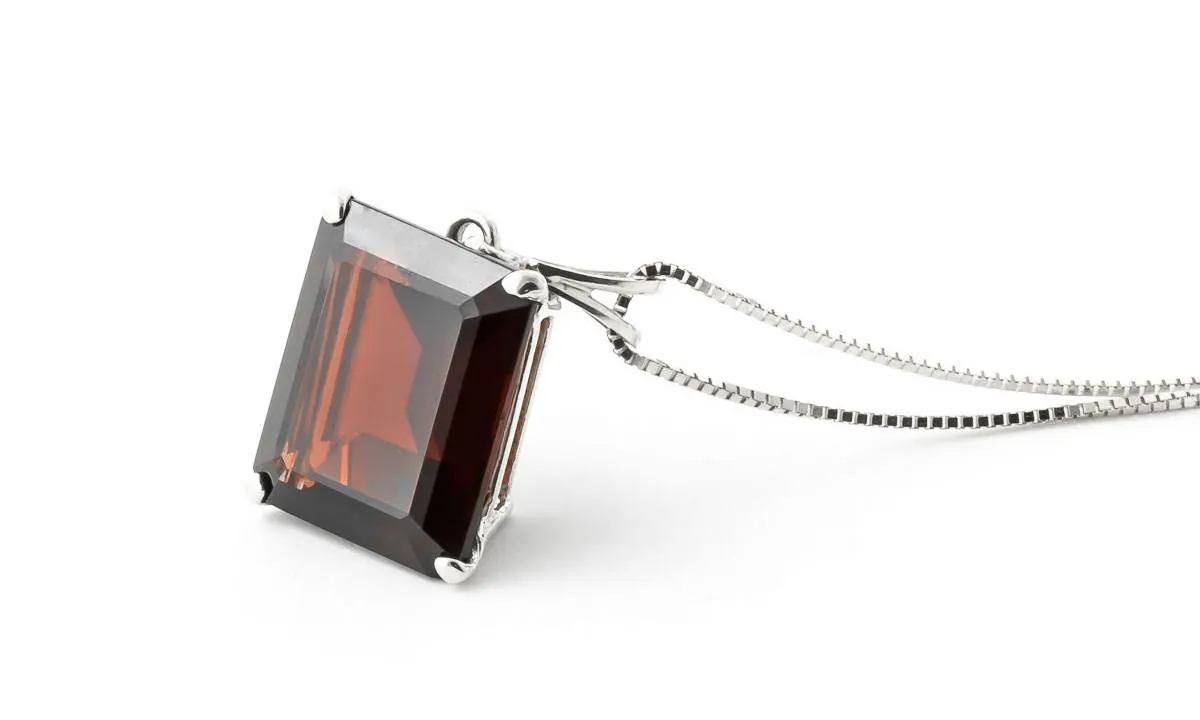 7 Carat 14K Solid White Gold Necklace Octagon Garnet