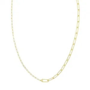 Acotis Silver Gold Plated Paperclip Link Necklace G3402GP