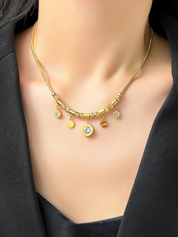 Adjustable Geometric Rhine Stones Snake Chain Necklaces Accessories