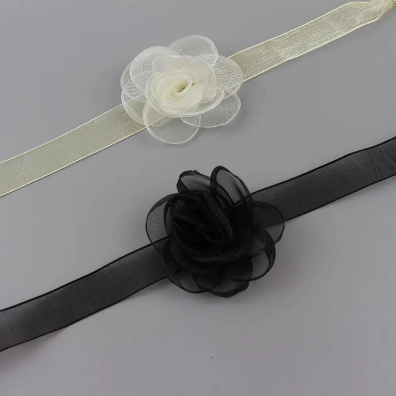 Aesthetic black camellia choker