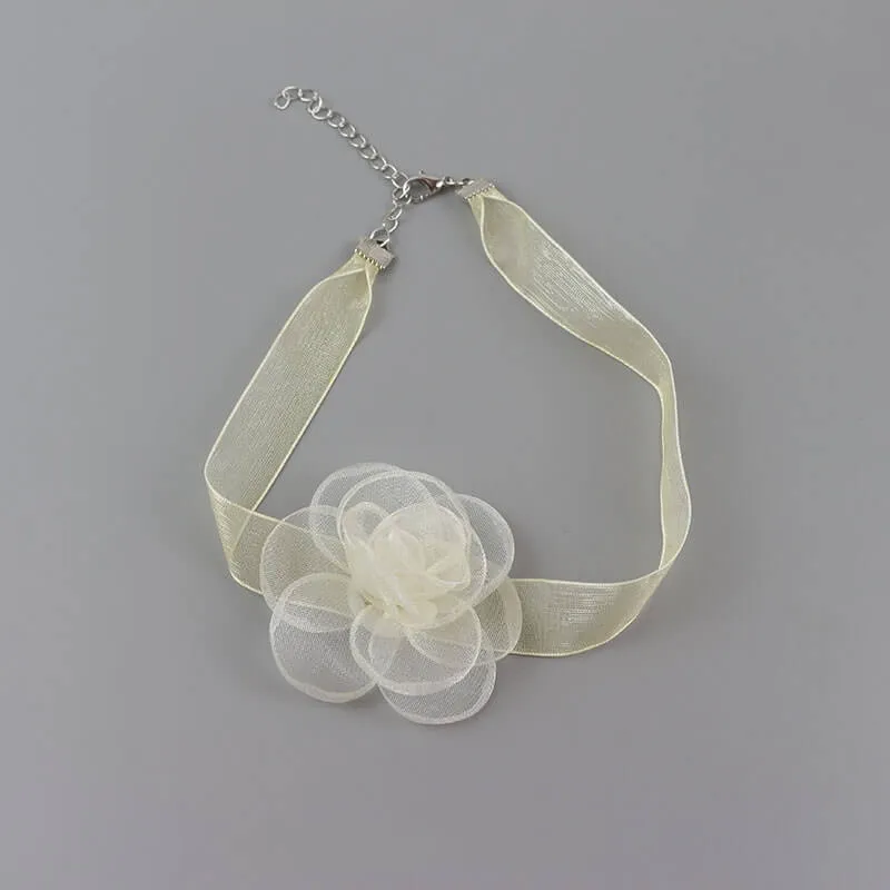 Aesthetic black camellia choker