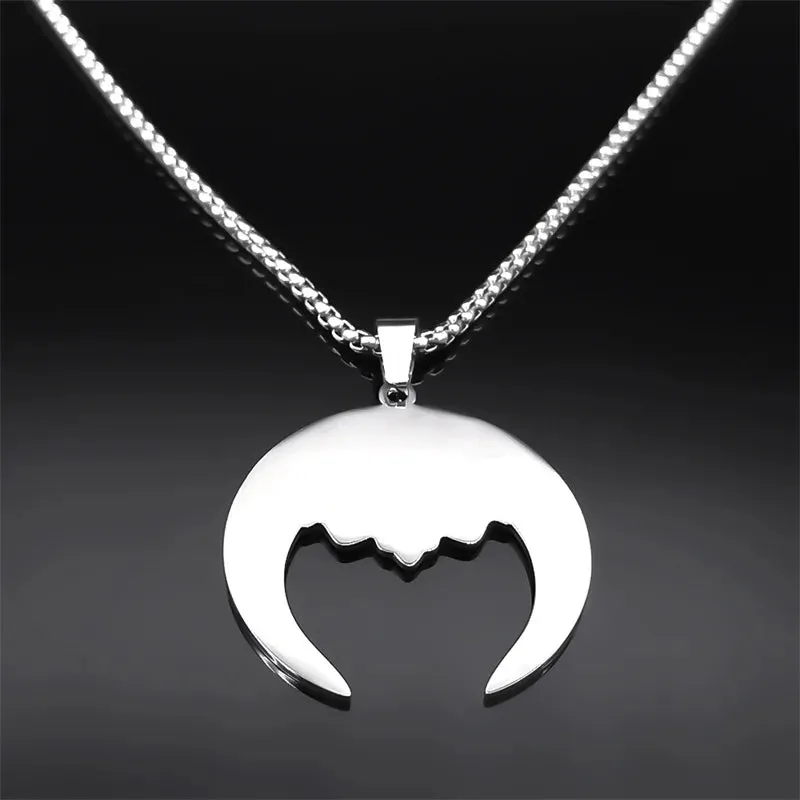 Aesthetic Crescent Moon Lotus Flower Mandala Necklace for Women Men