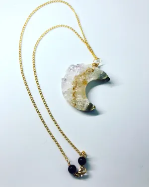 Amethyst Moon Necklace \ Moon Necklace \ Handmade Amethyst Necklace