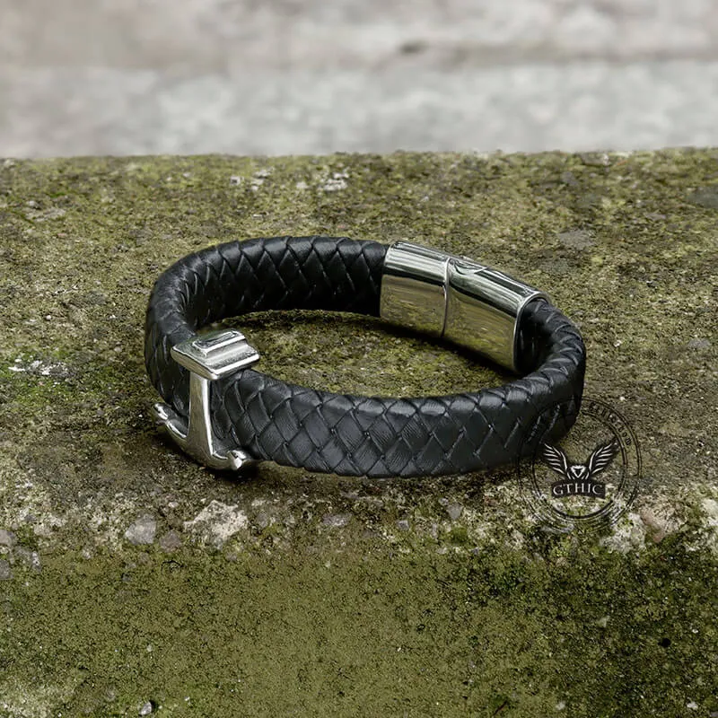 Anchor Stainless Steel Leather Bracelet