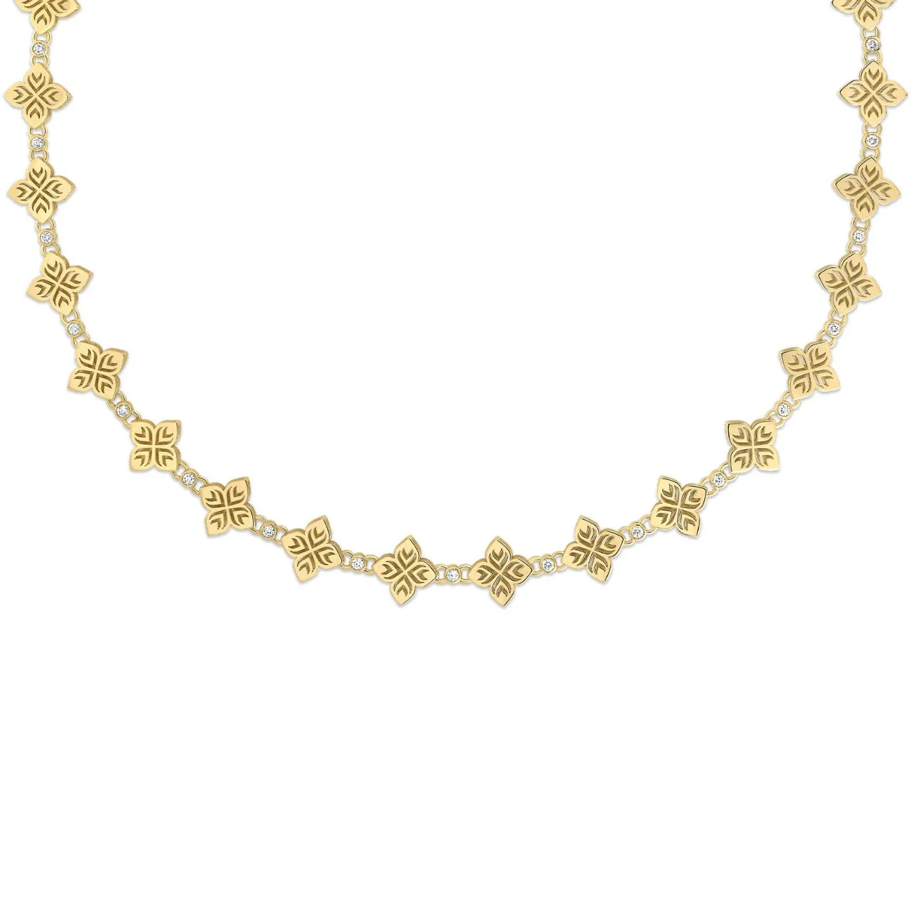Arabesque 18K Yellow Gold Alternating Diamond & Flower Necklace