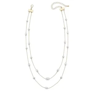 Ashton Multi Pearl Layered Necklace in Shiny Gold