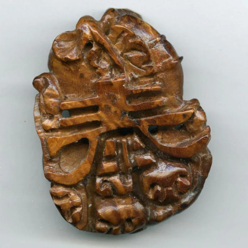 b7-wo255-Vintage hardwood carved pendant of ram and ewes