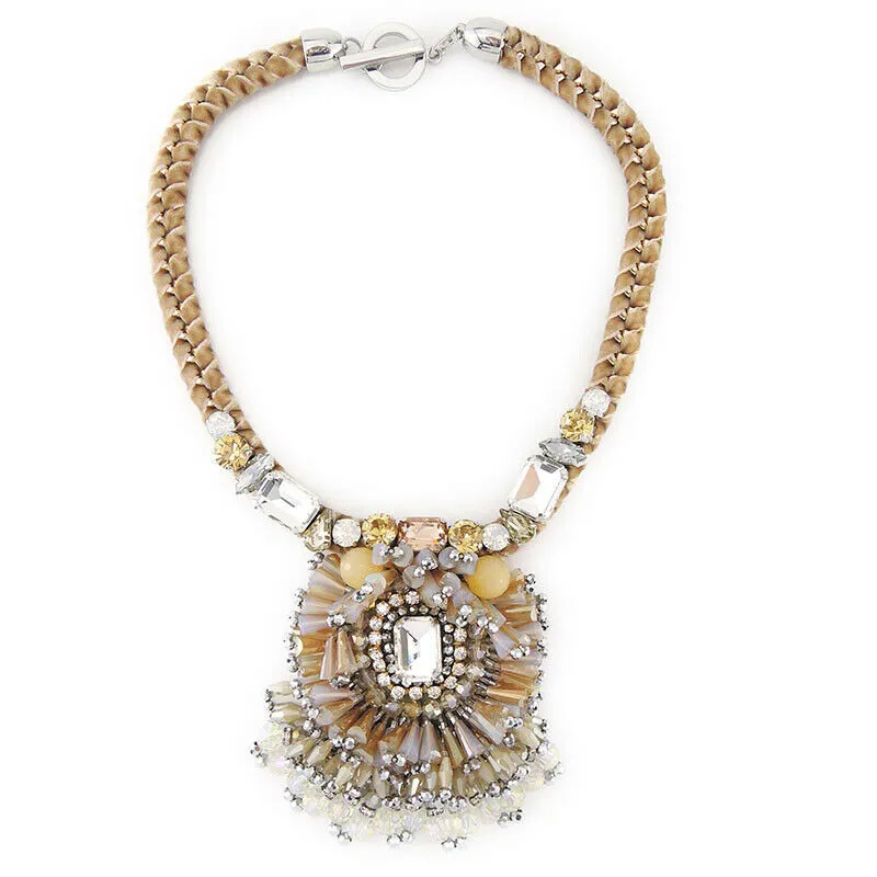 Bead Embroidery Fringes Pendant Handmade Necklace