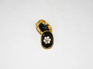 Black Designer Oval Kundan Beads