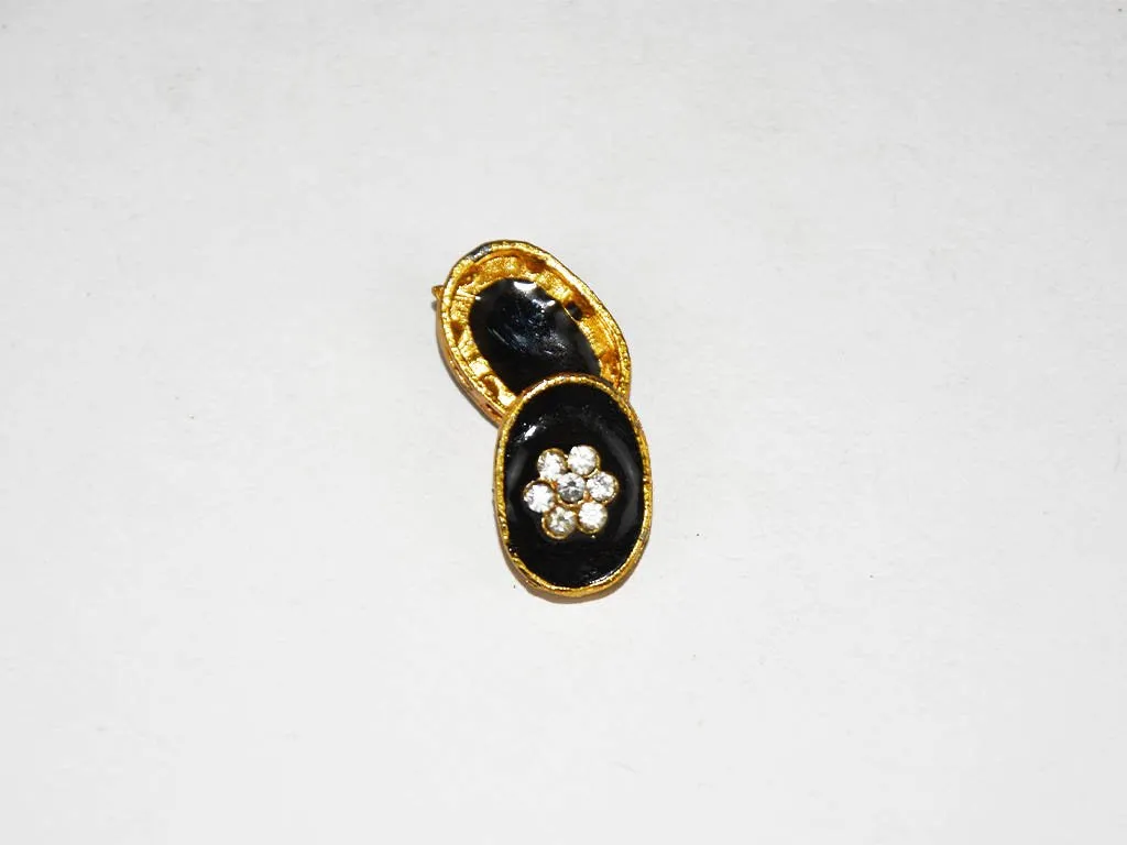 Black Designer Oval Kundan Beads