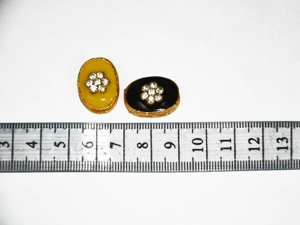 Black Designer Oval Kundan Beads