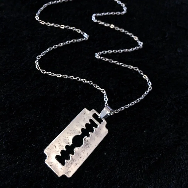 Blade Pendant Necklace for Women Men Vintage Punk Goth Gothic Steampunk Accessories Grunge Rock Jewelry Y2k Aesthetic