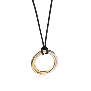 Cartier Trinity Diamond Necklace, 18K 3 Tone Gold 1/1 Ctw, on a Black Silk Cord
