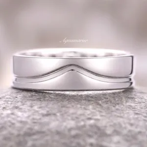 Chevron Wedding Band- 5MM 925 Sterling Silver