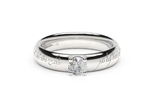 Contemporary Elvish Engagement Ring, White Gold & Platinum