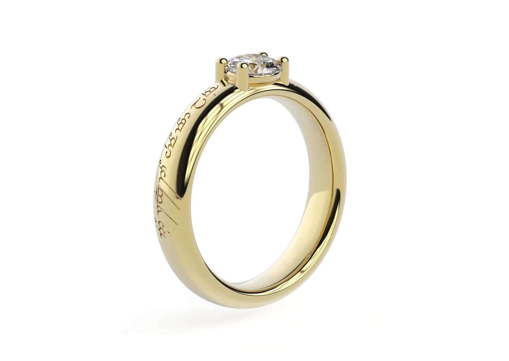 Contemporary Elvish Engagement Ring, Yellow Gold