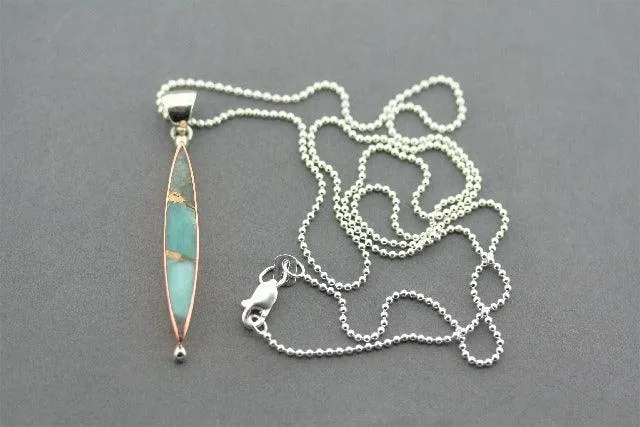 Copper stone pendant - bronzed amazonite on 45cm ball chain
